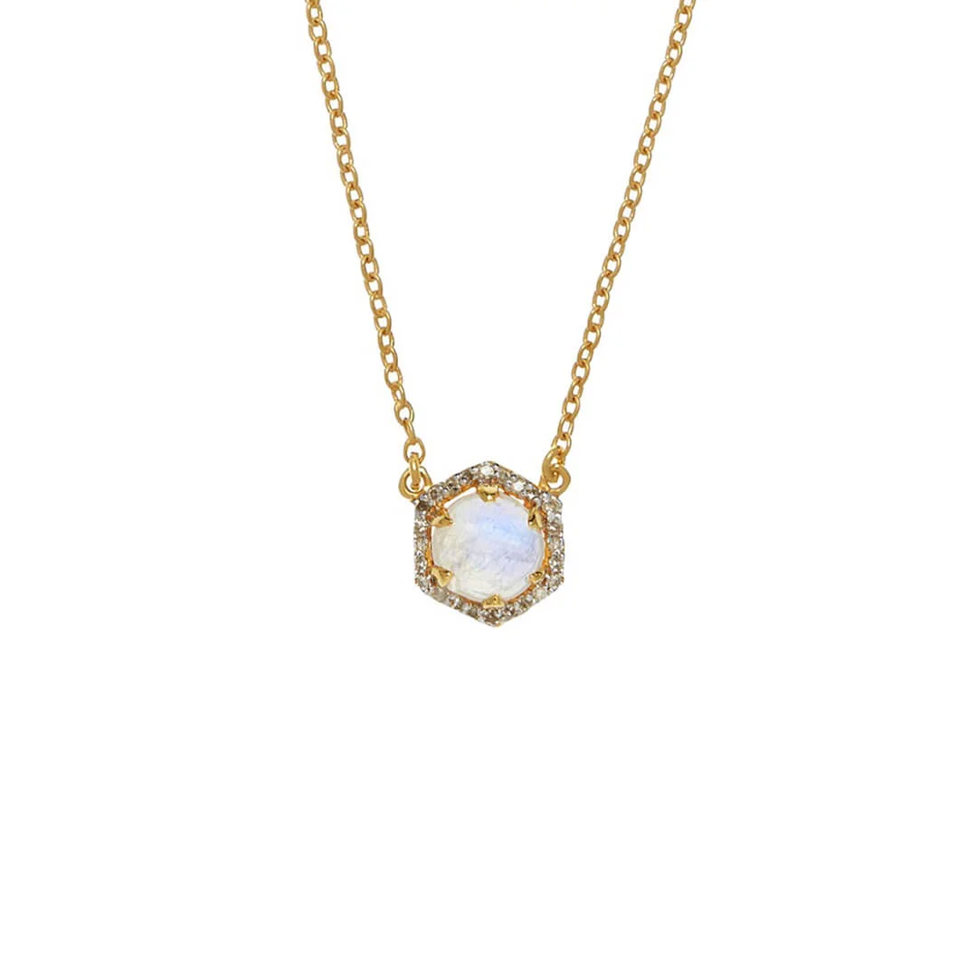 Hexagon Gemstone Necklace