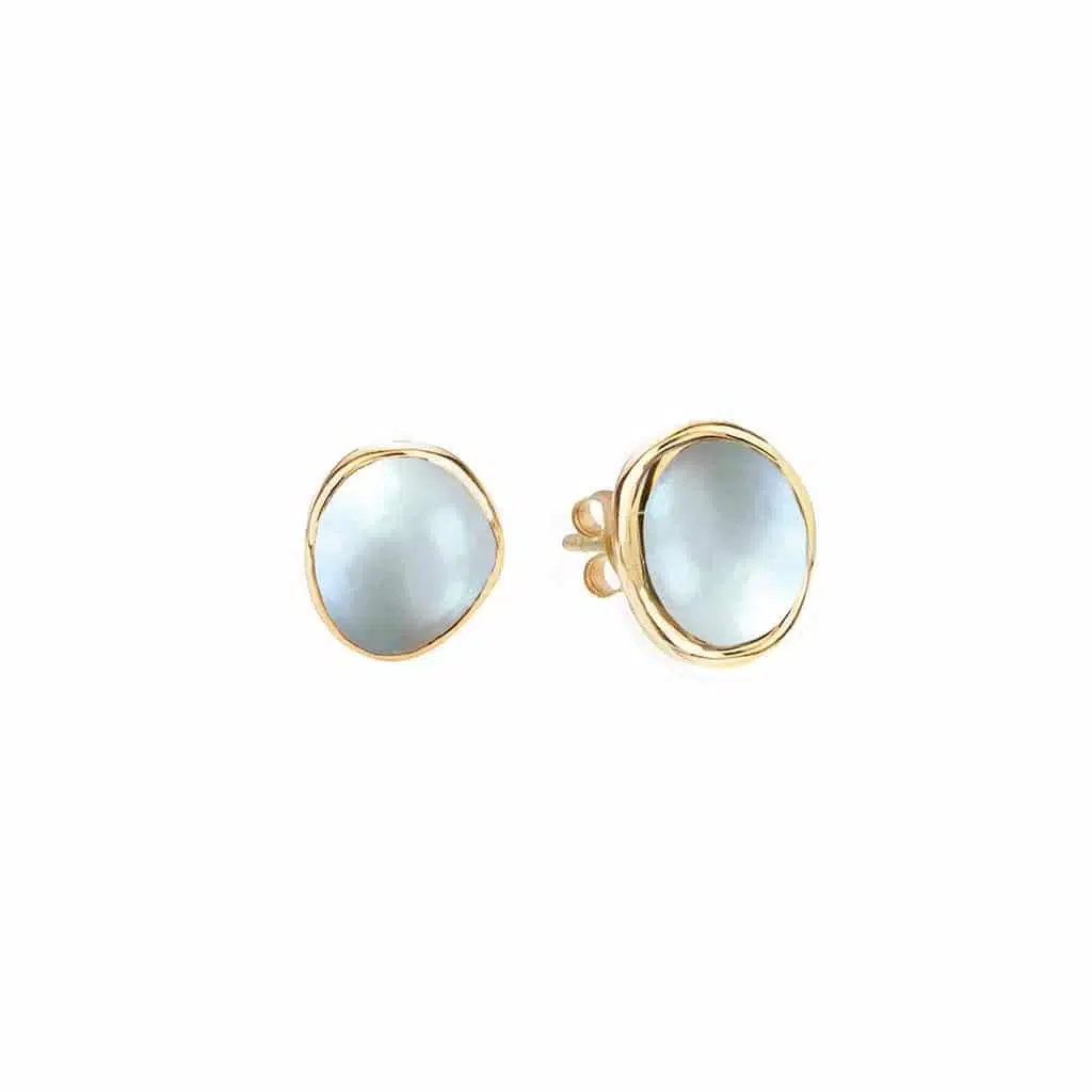 Oval Mother Of Pearl Stud Earrings