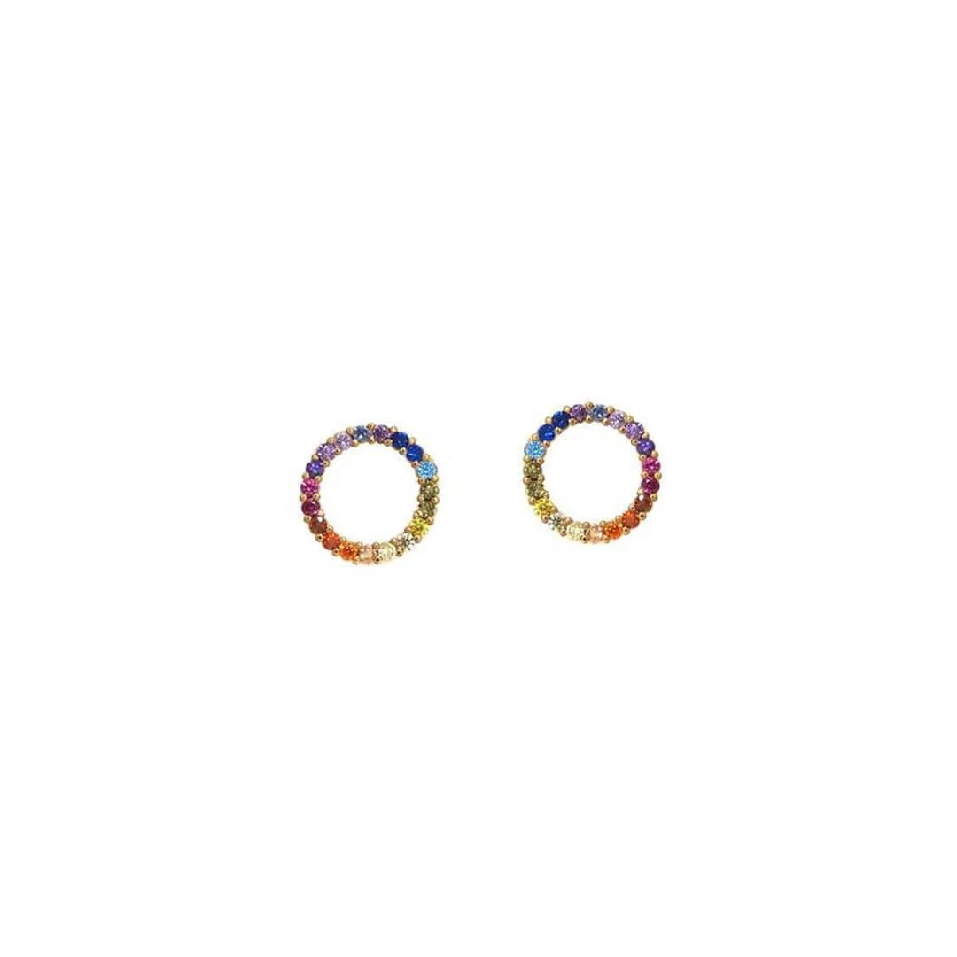 Rainbow Circle Stud Earrings