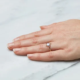 Cuddled Moonstone Diamond Ring