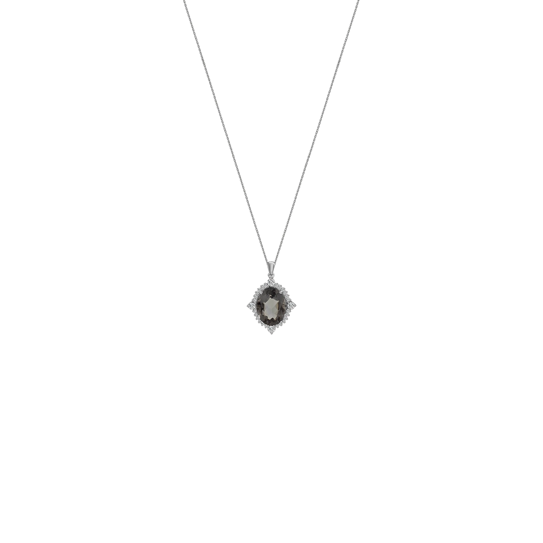 18K White Gold Gray Spinal Diamond Necklace
